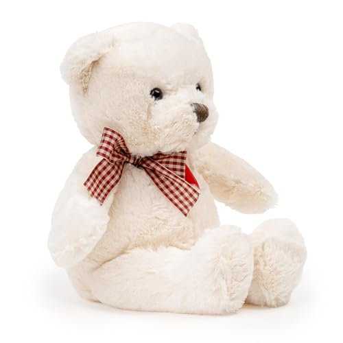 Riuhot Teddy Bear Plush with Heart Cute White Teddy Bear Stuffed Animal Soft Stuffed Anamals Bear Plushie Christmas Birthday Gifts for Girlfriend Boyfriend Kids 138 - Image 5