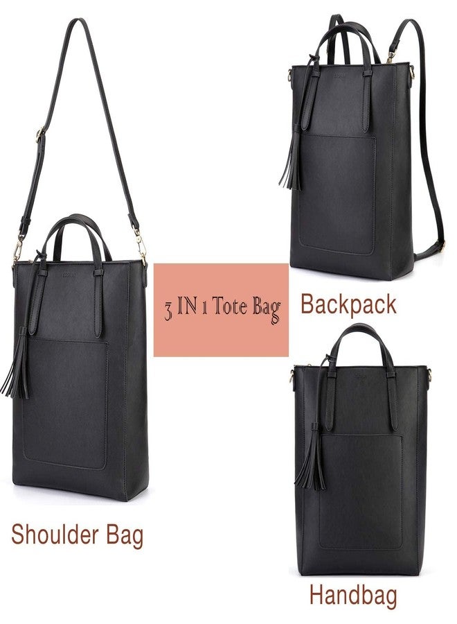 ECOSUSI Tote Bag Convertible Backpack for Women Vegan Leather Handbag Multifunction Shoulder Bag, Green - Image 4