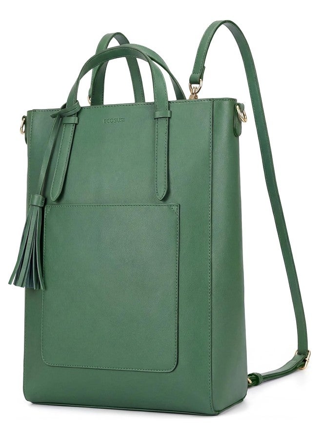 ECOSUSI Tote Bag Convertible Backpack for Women Vegan Leather Handbag Multifunction Shoulder Bag, Green - Image 1