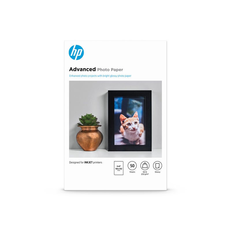 HP Advanced Photo Paper, Glossy, 4x6 in, 50 sheets (F4T22A) - Image 1