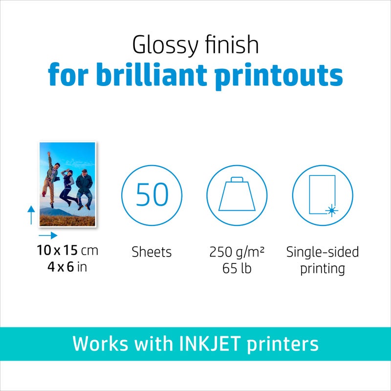 HP Advanced Photo Paper, Glossy, 4x6 in, 50 sheets (F4T22A) - Image 2