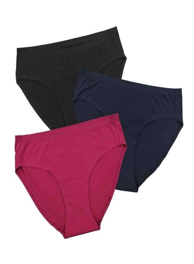 Pristine Life | Incontinence Panties For Woman | Wash & Reusable | Absorbs 25ml Of Leaks | Anti Bacterial, Hygienic & Leakproof | Comfy Cotton | Pack Of 3 | Black, Navy Blue & Dark Pink | M - Image 1