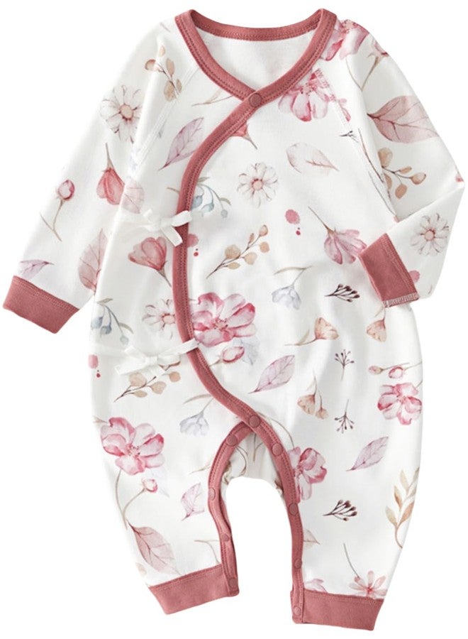 BINIDUCKLING Newborn Kimono Side Tie Wrap Over Romper NB Secret Garden - Image 1