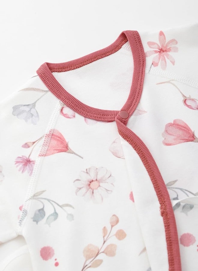 BINIDUCKLING Newborn Kimono Side Tie Wrap Over Romper NB Secret Garden - Image 2