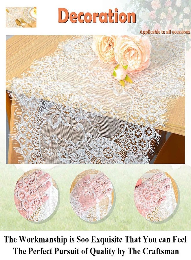 Pardecor Lace Table Runner 13x120 Inch Wedding Table Runners Flower Table Runner Vintage Lace Cloth Runner White Lace Runner - Image 5