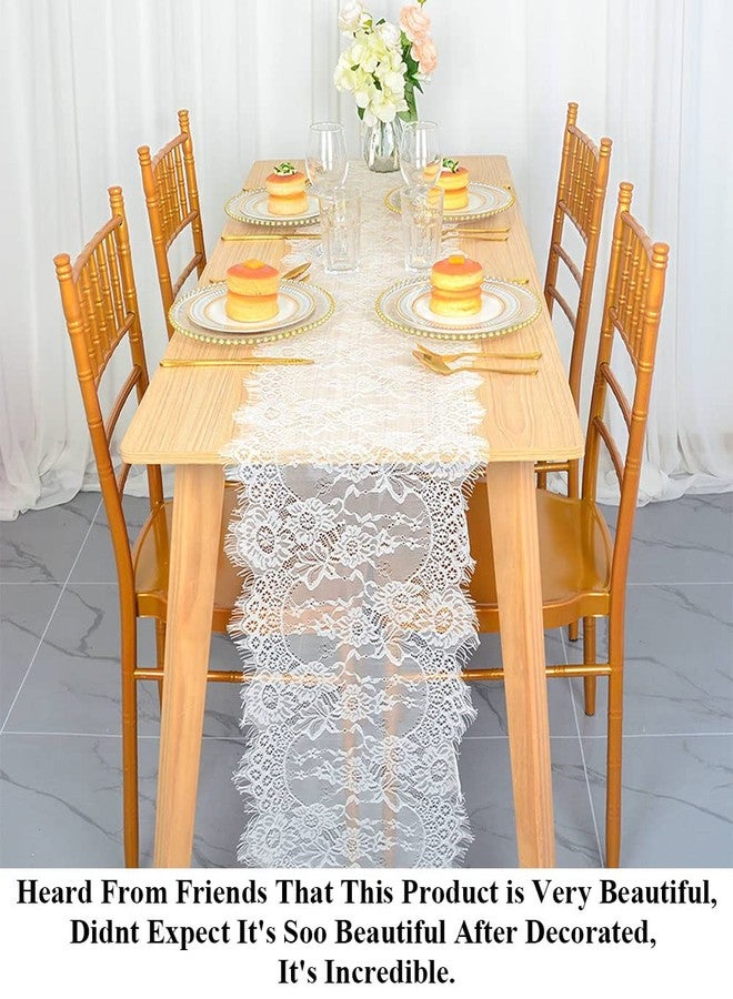 Pardecor Lace Table Runner 13x120 Inch Wedding Table Runners Flower Table Runner Vintage Lace Cloth Runner White Lace Runner - Image 3