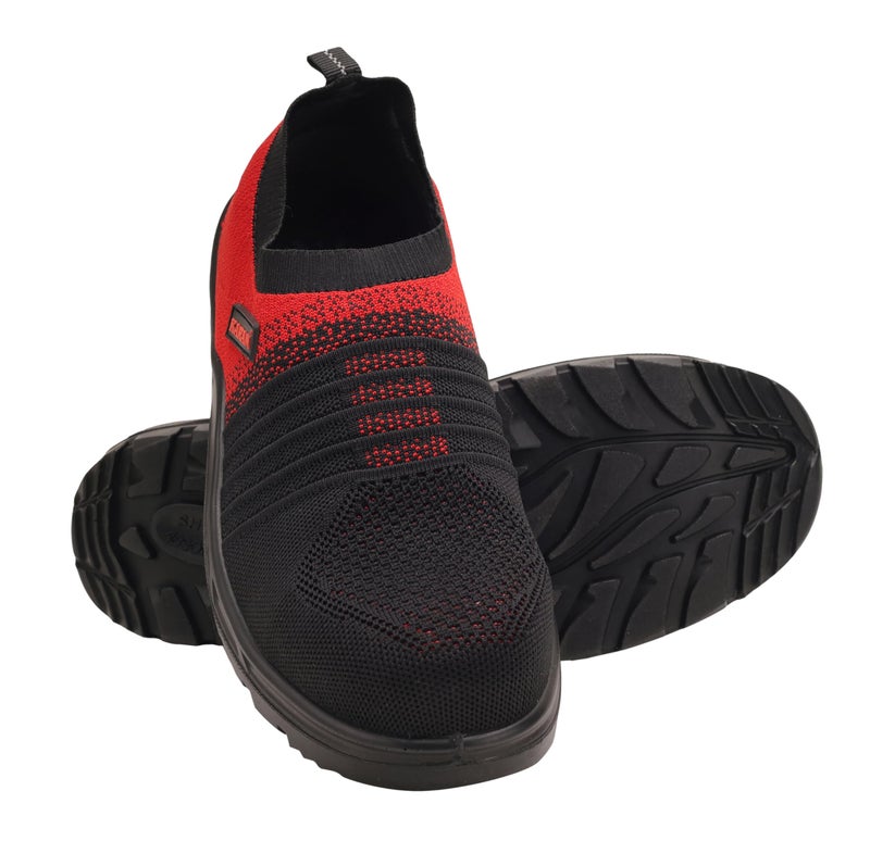 KARAM Flytex FS202 Safety Shoes for Men | Sporty Design, Lightweight with Single Density | Antistatic, Antislip, Oil & Heat Resistant with Fiber Toe | Red & Black | Size-09 - Image 2