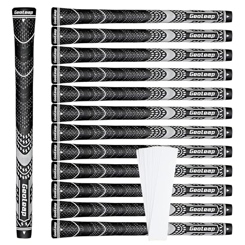 Geoleap Golf Grips Set of 13 Grips with Tapes and Grips with All Repair Kits for ChoiceHybrid Golf Club Grips All Weather Contral High Feedback Traction Golf Grips for Men and Women BlackGrips with Tapes Midsize - Image 1