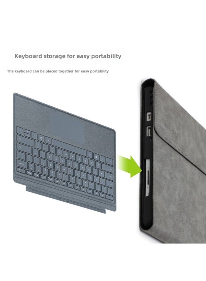 For Surface Pro9/10/x Protective Cover Microsoft Go1/2/3/4 Tablet Pro4/5/6/7-Color:Microfiber Lamb Pattern-gray (protective Sleeve + Power Pack)-Applicable Model:Microsoft SurfaceGO1/2/3/4(TPU Soft Shell)