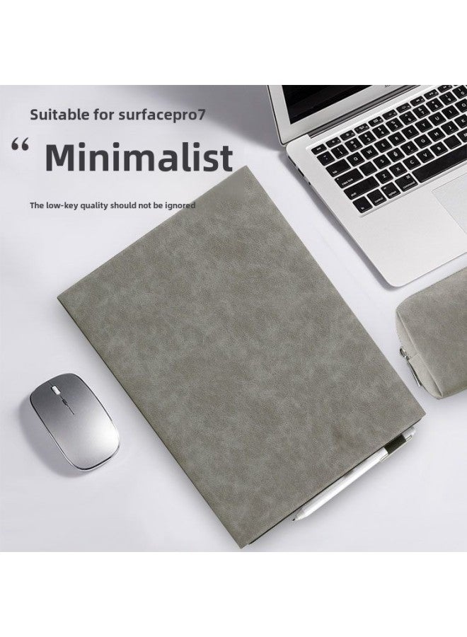 For Surface Pro9/10/x Protective Cover Microsoft Go1/2/3/4 Tablet Pro4/5/6/7-Color:Microfiber Lamb Pattern-gray (protective Sleeve + Power Pack)-Applicable Model:Microsoft SurfaceGO1/2/3/4(TPU Soft Shell)