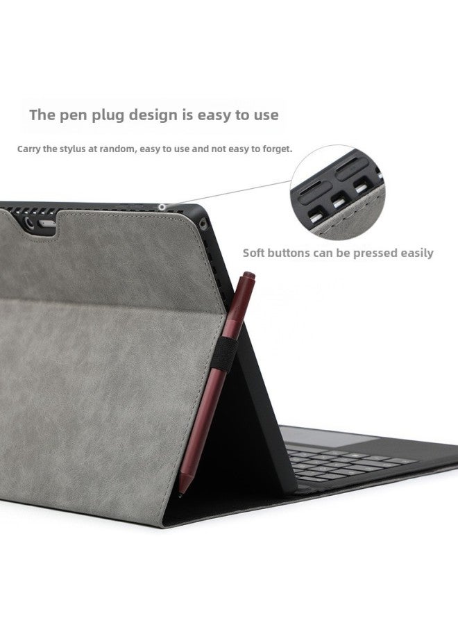 For Surface Pro9/10/x Protective Cover Microsoft Go1/2/3/4 Tablet Pro4/5/6/7-Color:Microfiber Lamb Pattern-gray (protective Sleeve + Power Pack)-Applicable Model:Microsoft SurfaceGO1/2/3/4(TPU Soft Shell)