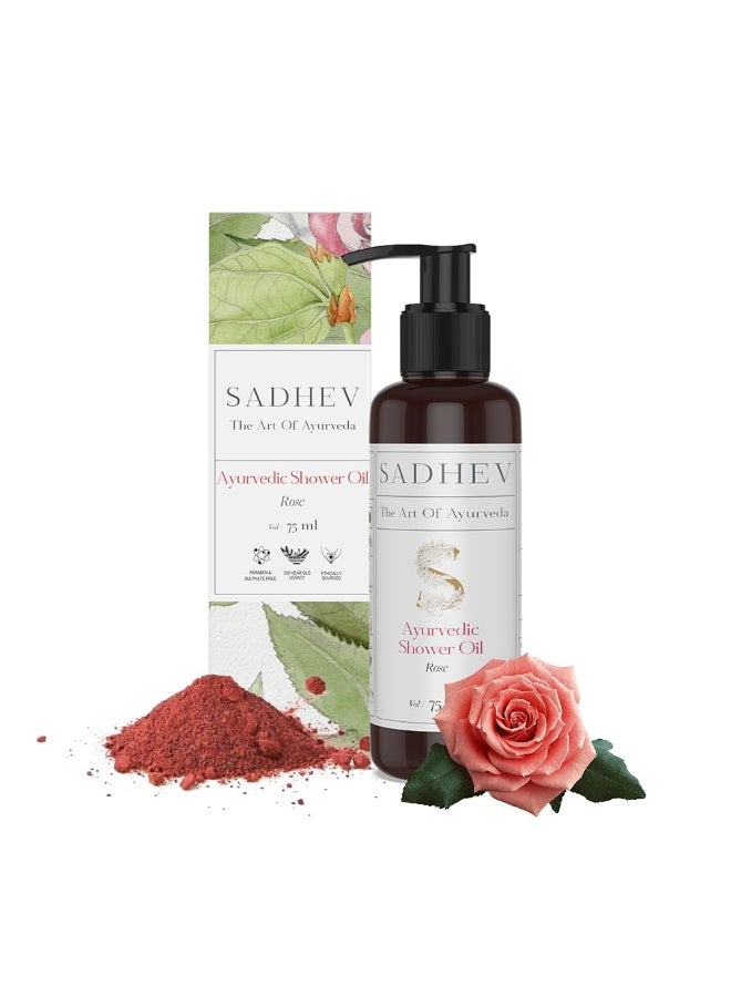 Sadhev Ayurvedic Shower Oil Goodness Of Rose For Hydration And Moistrization - 75 ml (Pack of 1) - Image 1