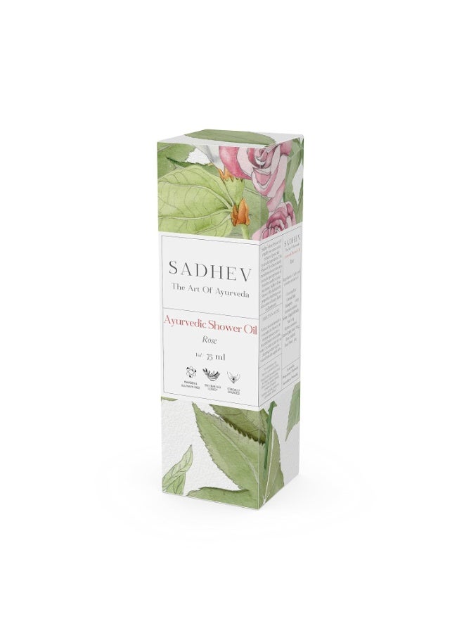 Sadhev Ayurvedic Shower Oil Goodness Of Rose For Hydration And Moistrization - 75 ml (Pack of 1) - Image 3