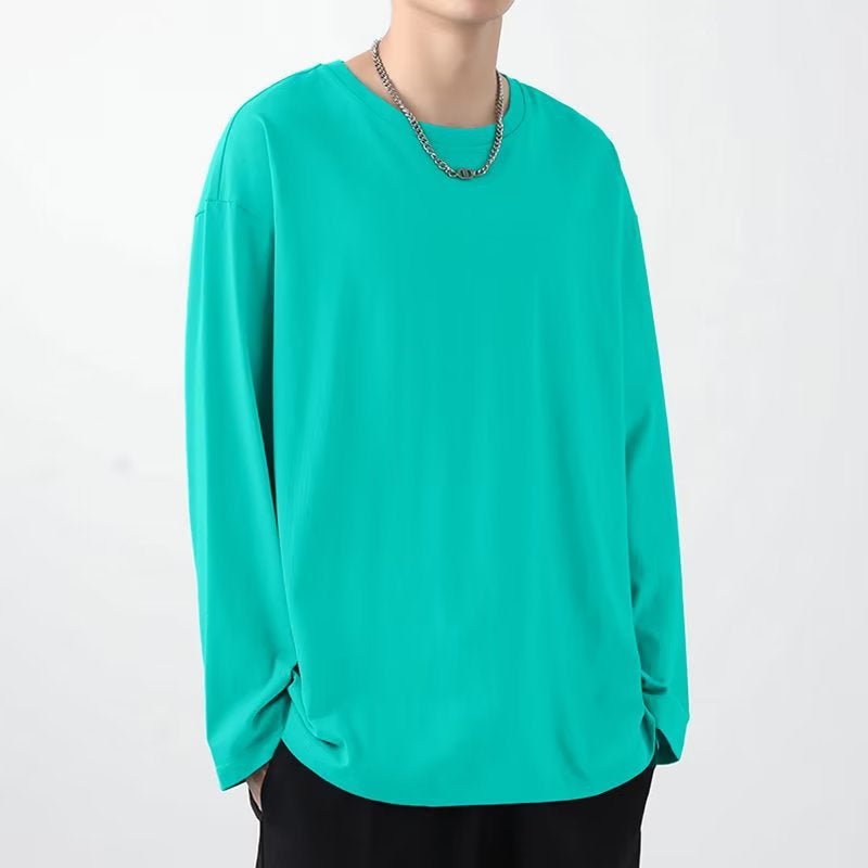 New Mens Pullover Hoodie Korean Long Sleeve Sweatshirt Lake Green  - Image 1