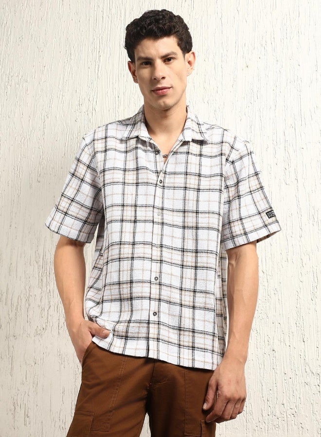 Hubberholme Men's Multicolour Cotton Blend Checkered Button Down Oversized Shirt  - Image 2