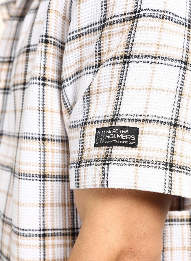 Hubberholme Men's Multicolour Cotton Blend Checkered Button Down Oversized Shirt  - Image 5