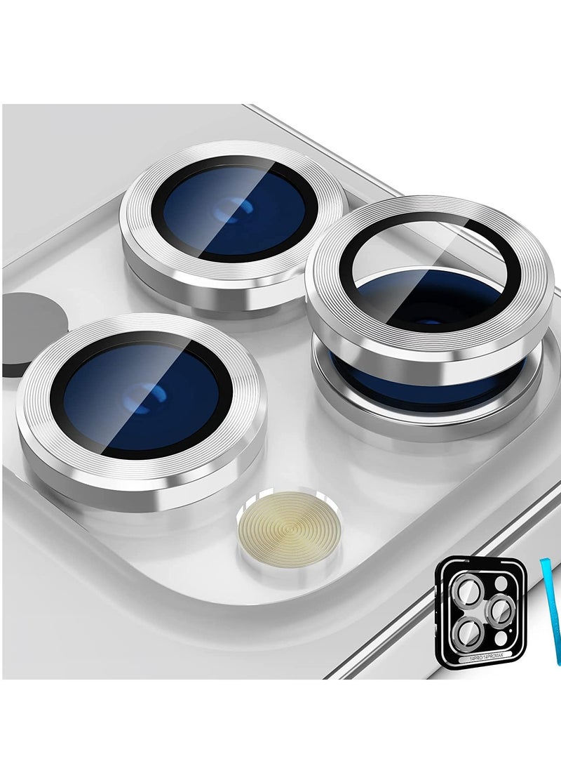 ELTRAZONE Camera Lens Protector for iPhone 14 Pro/iPhone 14 Pro Max, Alloy Metal Individual Ring, Anti Scratch HD Tempered Glass Lens Screen Protector Cover Film, Case Friendly, Silver - Image 1