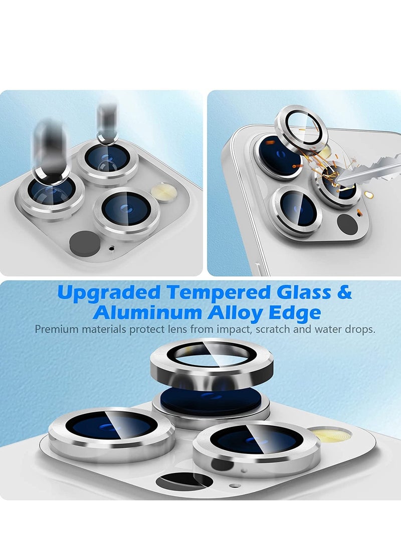 ELTRAZONE Camera Lens Protector for iPhone 14 Pro/iPhone 14 Pro Max, Alloy Metal Individual Ring, Anti Scratch HD Tempered Glass Lens Screen Protector Cover Film, Case Friendly, Silver - Image 3