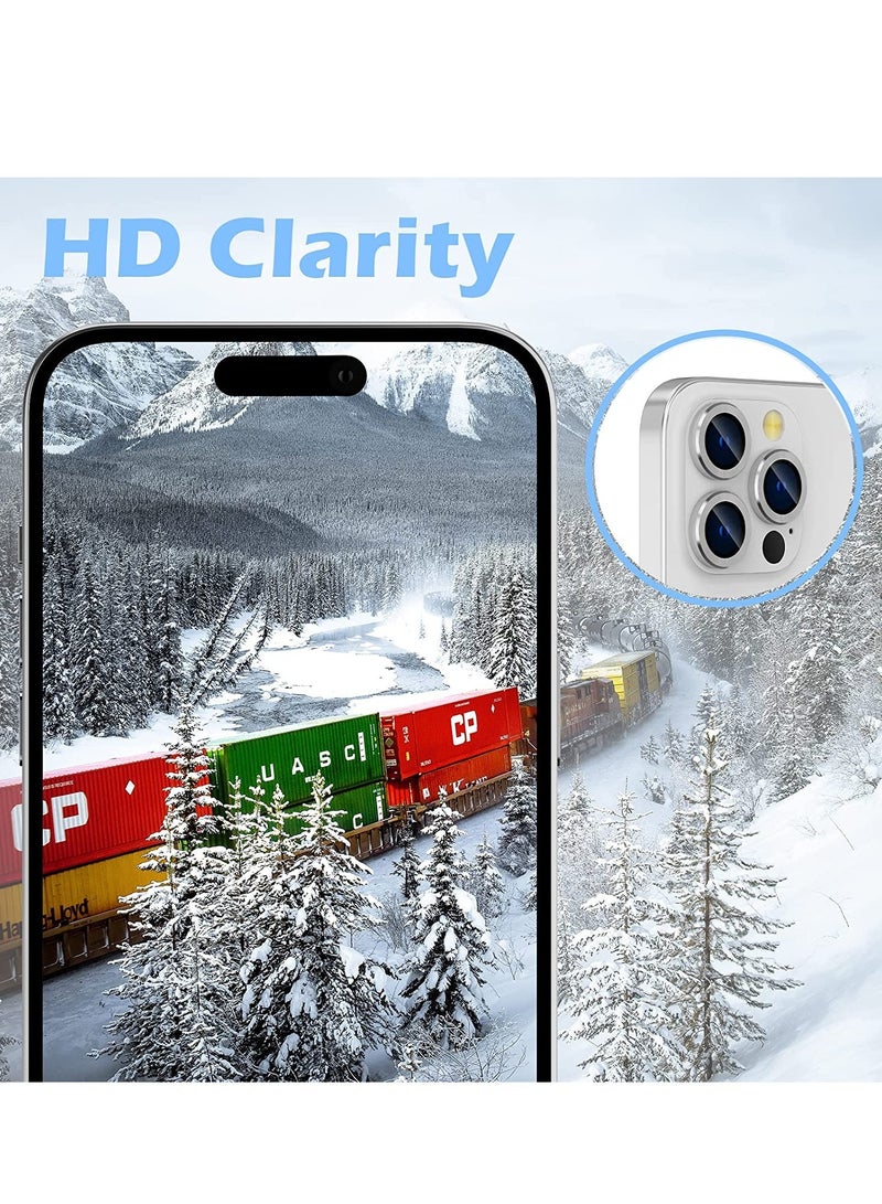 ELTRAZONE Camera Lens Protector for iPhone 14 Pro/iPhone 14 Pro Max, Alloy Metal Individual Ring, Anti Scratch HD Tempered Glass Lens Screen Protector Cover Film, Case Friendly, Silver - Image 2