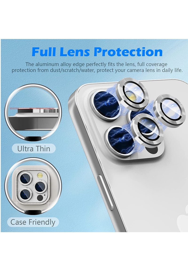 ELTRAZONE Camera Lens Protector for iPhone 14 Pro/iPhone 14 Pro Max, Alloy Metal Individual Ring, Anti Scratch HD Tempered Glass Lens Screen Protector Cover Film, Case Friendly, Silver - Image 4