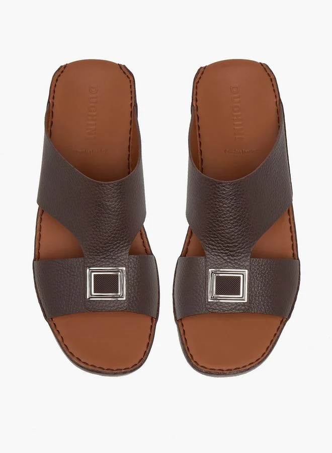 DUCHINI Men Textured Leather Arabic Sandals