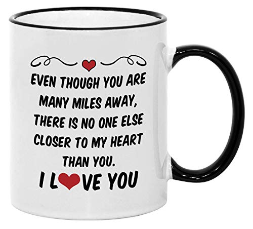 Casitika Distance Relationship Gifts for Boyfriend or Girlfriend. 11 oz Valentines Couples Coffee Mug. Gift Idea for Him/Her on Anniversary or Birthday. No One Else Closer to my Heart. - Image 1