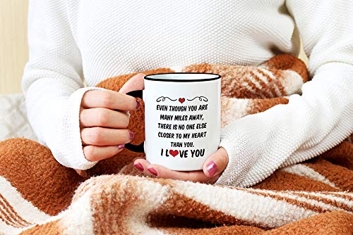 Casitika Distance Relationship Gifts for Boyfriend or Girlfriend. 11 oz Valentines Couples Coffee Mug. Gift Idea for Him/Her on Anniversary or Birthday. No One Else Closer to my Heart. - Image 5