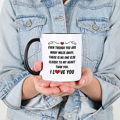 Casitika Distance Relationship Gifts for Boyfriend or Girlfriend. 11 oz Valentines Couples Coffee Mug. Gift Idea for Him/Her on Anniversary or Birthday. No One Else Closer to my Heart. - Image 4