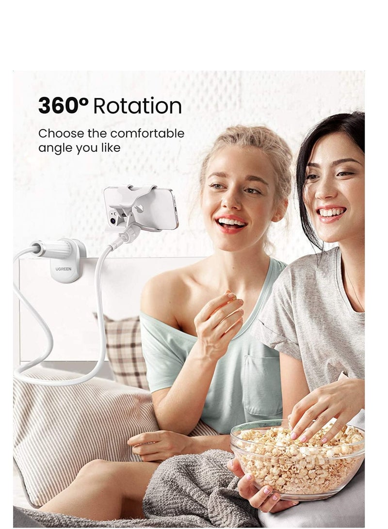 Phone Holder 360 Adjustable Lazy Holder Mount Clamp with Sturdy Aluminum Alloy Arm Compatible for iPhone 13/13 Mini/13 Pro/13 Pro Max 12 11 Pro Max, Samsung S22 S21 All 4"-7.1" Phones（White） - Image 2