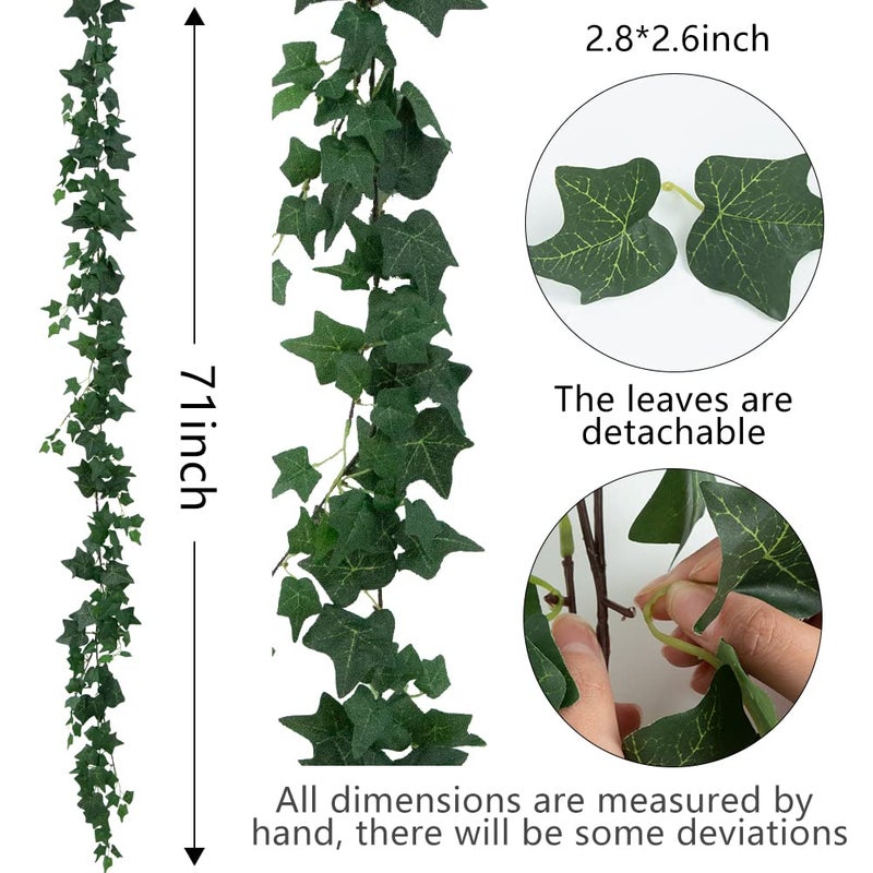 Dallisten 3 Strands Odorless Artificial Ivy Vines Kit  71"" Silk Ivy Garland with Green Leaves  Fake Hanging Plants Greenery Decoration for Bedroom  Windows  Walls  Wedding  Outdoor Decor (Green) - Image 2