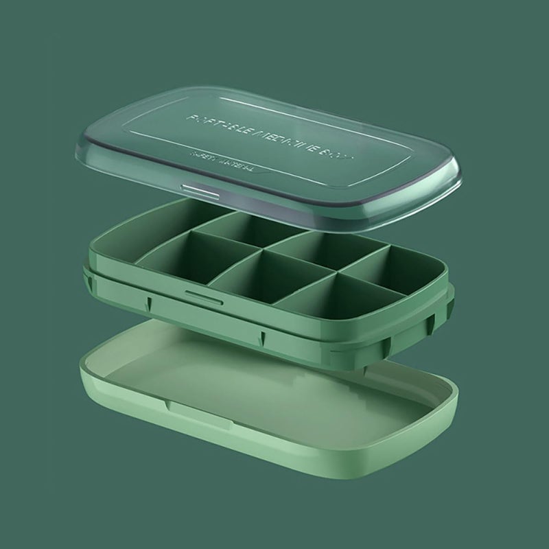 Portable Medicine Storage Holder 7-Day Large Capacity Pill Organizer Plastic Sealed Travel Pill Case for Weekly Medication Management, Green and Orange - Image 5