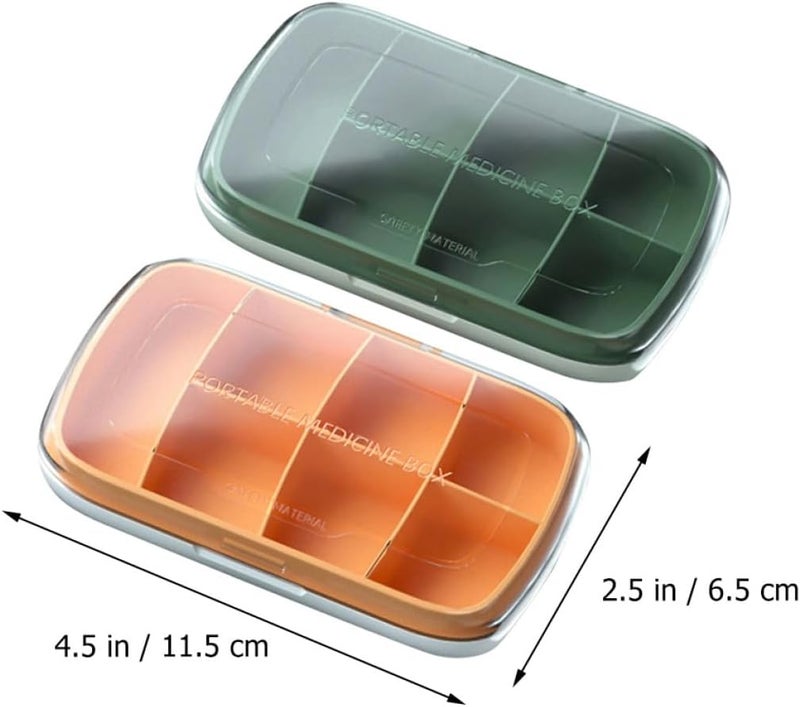 Portable Medicine Storage Holder 7-Day Large Capacity Pill Organizer Plastic Sealed Travel Pill Case for Weekly Medication Management, Green and Orange - Image 2