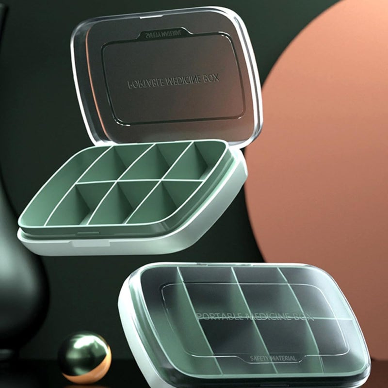 Portable Medicine Storage Holder 7-Day Large Capacity Pill Organizer Plastic Sealed Travel Pill Case for Weekly Medication Management, Green and Orange - Image 4