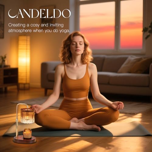 Candeldo Candle Warmer Lamp with Timer: Amber Candle Warming Lamp with 2 Bulbs Height Adjustable Wax Melt Dimmable Bedroom Decor for Women - Image 5