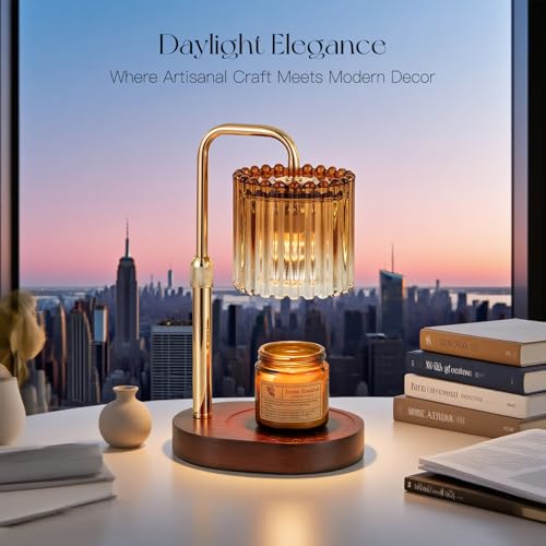 Candeldo Candle Warmer Lamp with Timer: Amber Candle Warming Lamp with 2 Bulbs Height Adjustable Wax Melt Dimmable Bedroom Decor for Women - Image 3