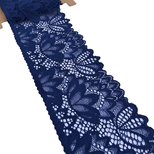 LUMKET Olive Lace 4 Inches Wide Stretchy Lace for Bridal Wedding Decorations, Sewing DIY Making and DIY Crafts- 5 Yards - 7604 (Navy) - Image 4