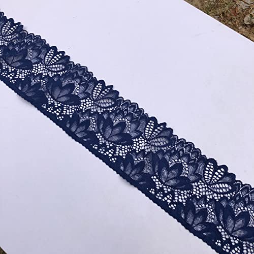 LUMKET Olive Lace 4 Inches Wide Stretchy Lace for Bridal Wedding Decorations, Sewing DIY Making and DIY Crafts- 5 Yards - 7604 (Navy) - Image 3