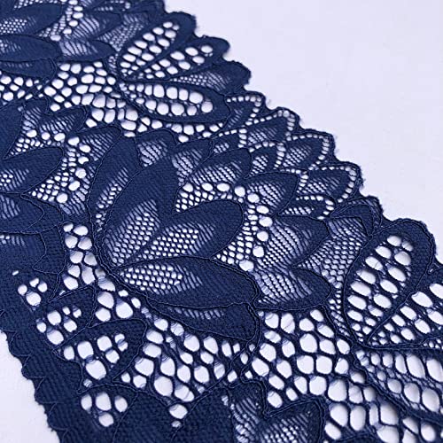 LUMKET Olive Lace 4 Inches Wide Stretchy Lace for Bridal Wedding Decorations, Sewing DIY Making and DIY Crafts- 5 Yards - 7604 (Navy) - Image 2