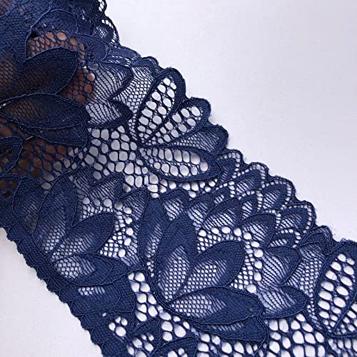 LUMKET Olive Lace 4 Inches Wide Stretchy Lace for Bridal Wedding Decorations, Sewing DIY Making and DIY Crafts- 5 Yards - 7604 (Navy) - Image 5