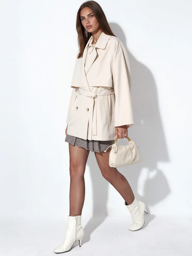 هيكاب Double-Breasted Belted Trench Coat