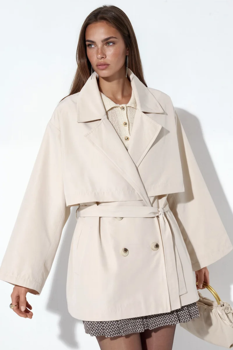 Hiccup Double-Breasted Belted Trench Coat