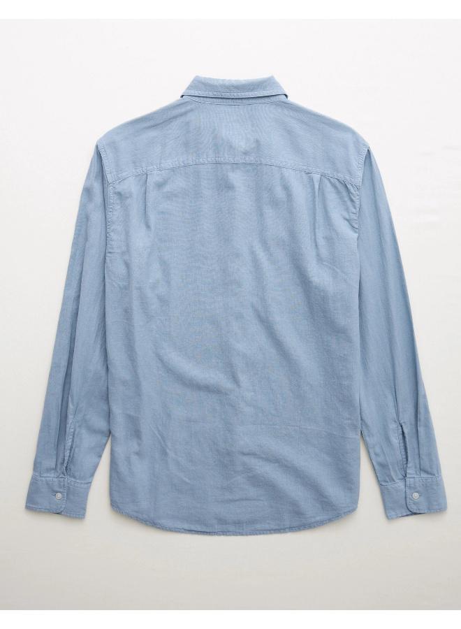 امريكان ايجل قميص بأزرار بأكمام طويلة من مزيج الكتان - Image 2