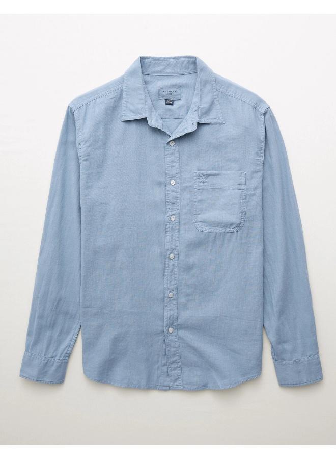 امريكان ايجل قميص بأزرار بأكمام طويلة من مزيج الكتان - Image 3