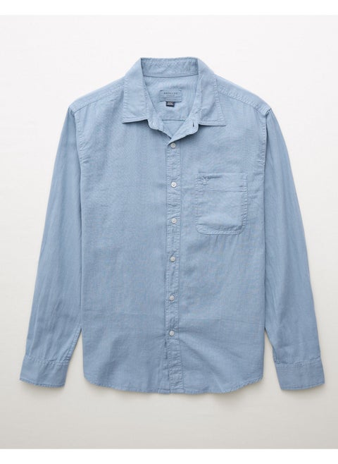 AE Long-Sleeve Linen-Blend Button-Up Shirt