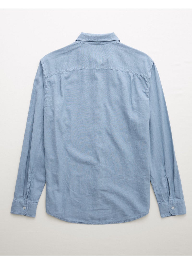 AE Long-Sleeve Linen-Blend Button-Up Shirt