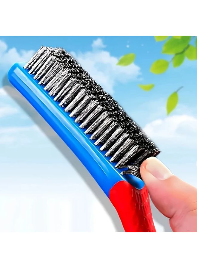 3pcs Blue Heavy Duty Stainless Steel Wire Brush Non Slip Handle Rust Paint Removal - Image 2