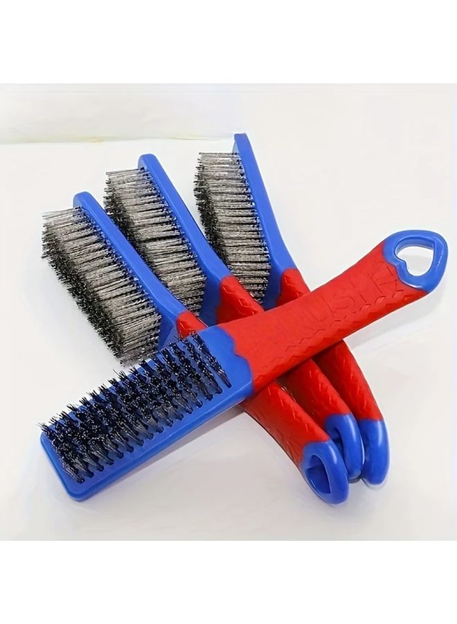 3pcs Blue Heavy Duty Stainless Steel Wire Brush Non Slip Handle Rust Paint Removal - Image 4