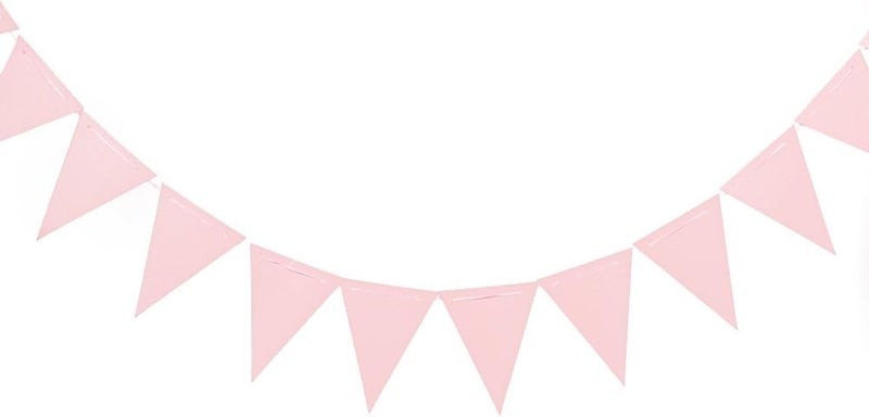 ZOOYOO 20 Feet Pink Glitter Pennant Banner Paper Triangle Flags Bunting for Baby Birthday Party Wedding Decor Baby Shower 30pcs Flags Pack of 1