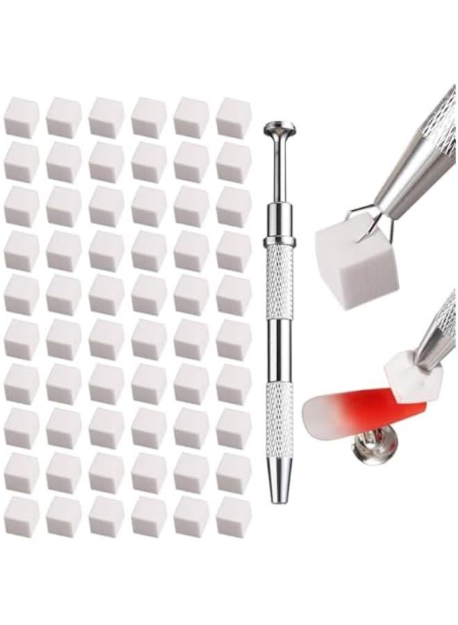 بيوينتي 100 قطعة من اسفنجات اظافر ناعمة بالوان متدرجة مع قلم امساك - ادوات فن الاظافر لاظافر اورا وفرشاة اظافر اومبري مانيكير - لوازم اكسسوارات احترافية - Image 1