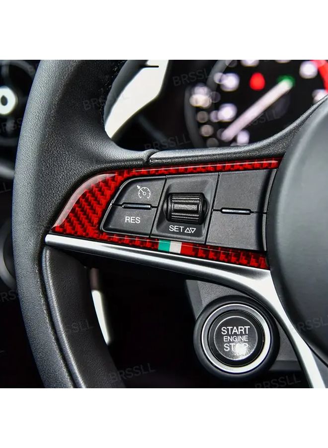 Red Carbon Fiber Steering Wheel Trim Strip Easy Installation Durable Interior Accessory - Image 3